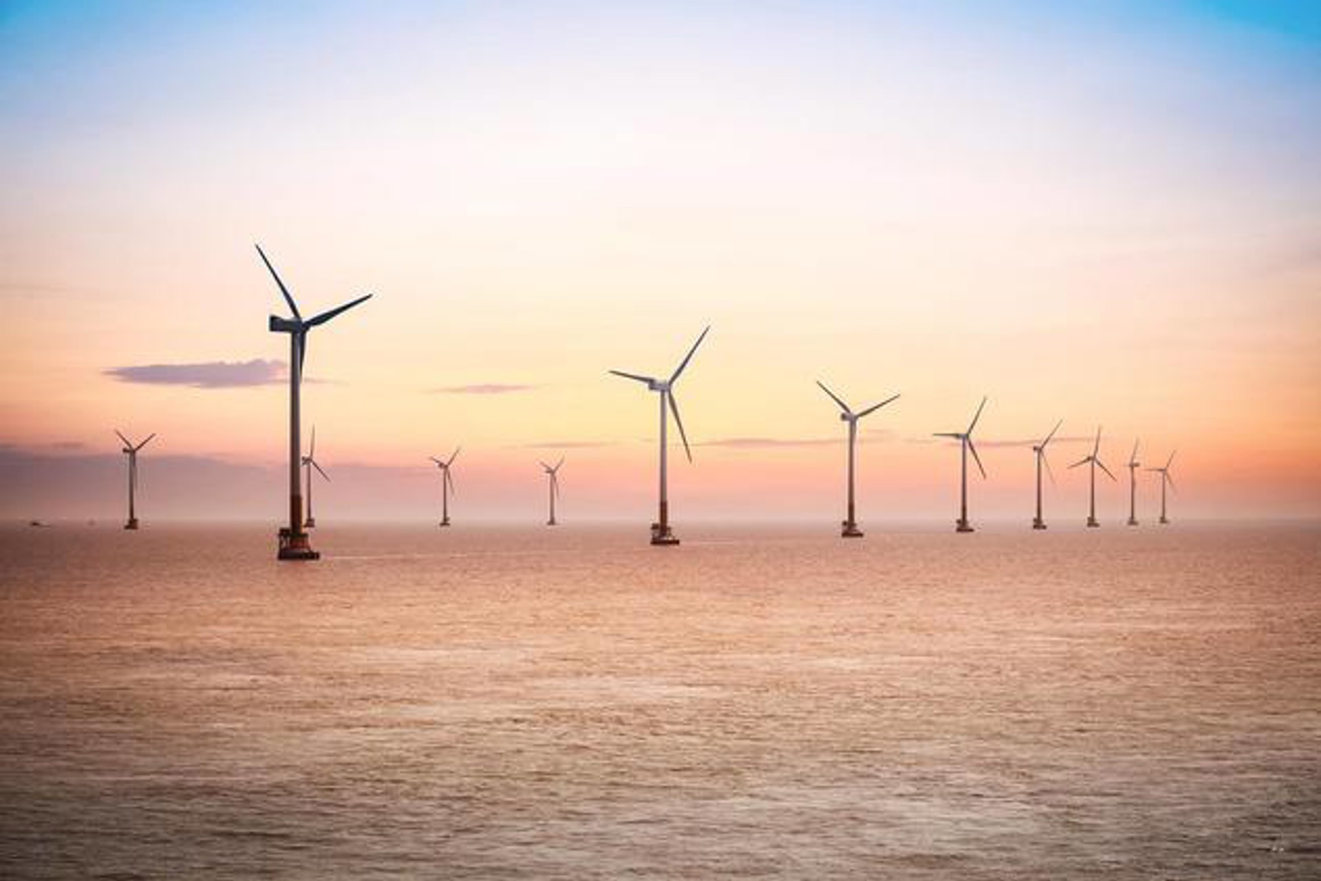Background image - Offshore Wind Turbines Sunrise 1